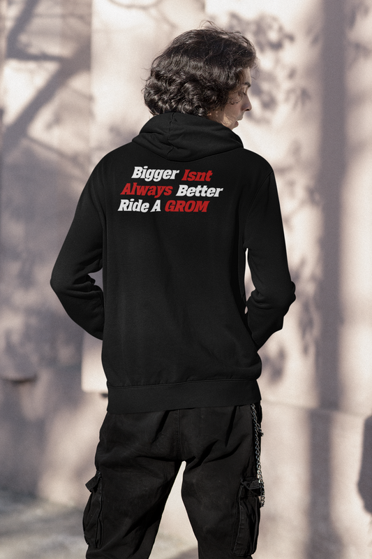 Bigger Isn't Always Better: Ride A GROM - Custom Motorcycle Streetwear Hoodie/T-Shirt. WickedLeisure.com