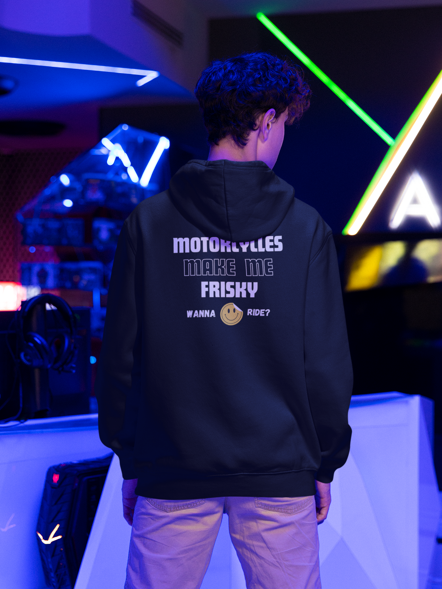 Motorcycles Make Me Frisky: Wanna Ride? - Custom Motorcycle Streetwear Hoodie/T-Shirt. WickedLeisure.com